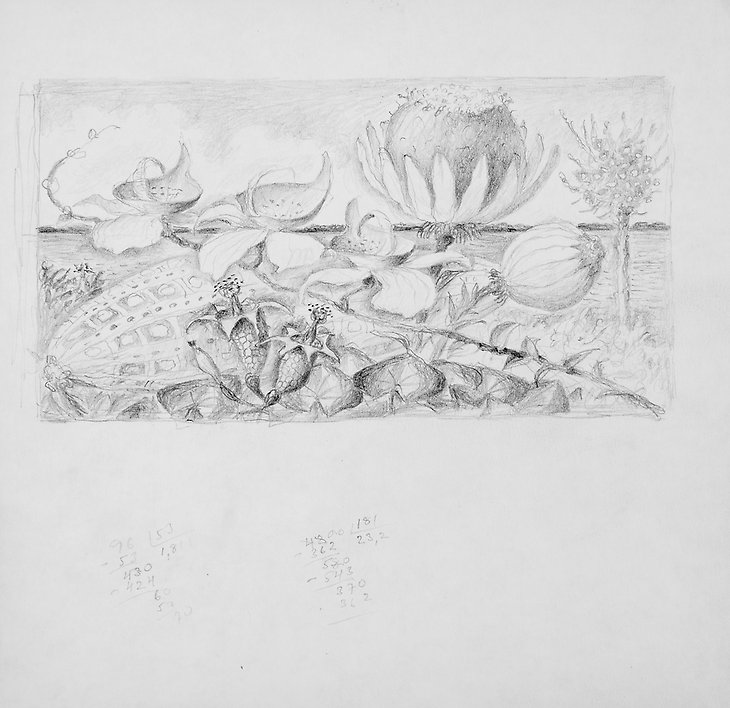 Drawing  1973  graphite on paper  208 x 202 mm